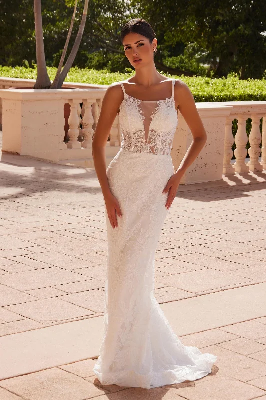 Fashion Forward Femininity Nox Anabel C1628W Long Beaded Wedding Dress