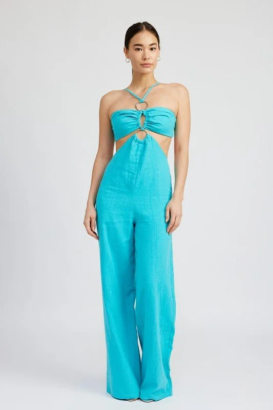 Edgy Fashion Double O Ring Jumpsuit