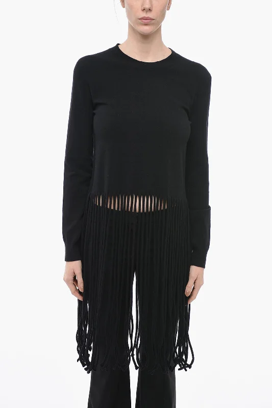 Imeless Style Bottega Veneta Wool Blend Sweater with Fringe Detail