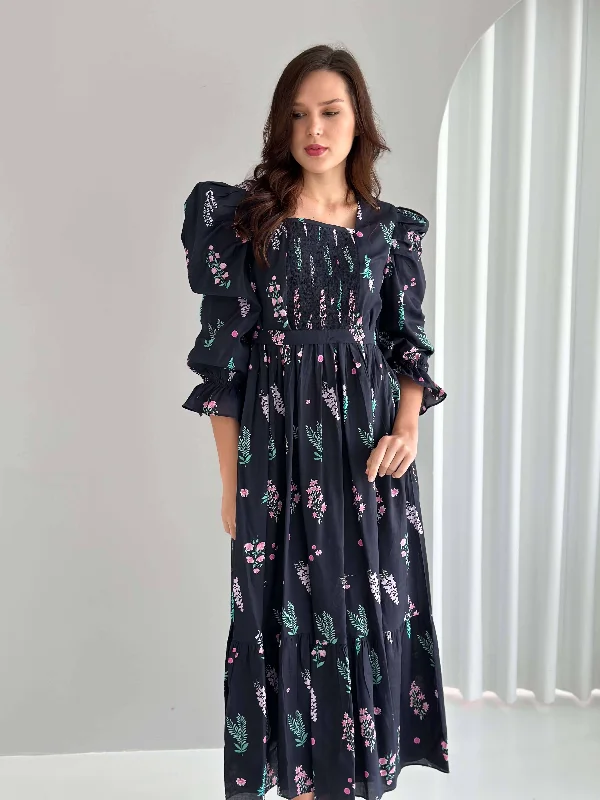 Limited Time Offer Berry Black Floral Dress