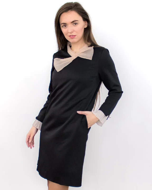 Vintage Fashion Lana Black Long Sleeve Dress with Pockets