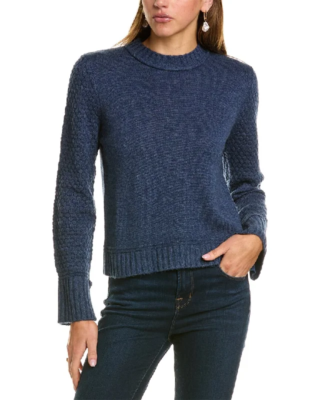 Sales Clothes Hannah Rose Raised Diamond Sleeve Wool & Cashmere-Blend Sweater