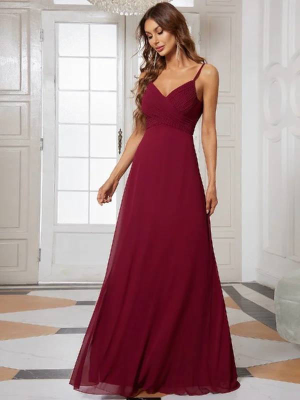 Clothes For Woman Criss-Cross V-Neck Chiffon Backless A-Line Bridesmaid Dress