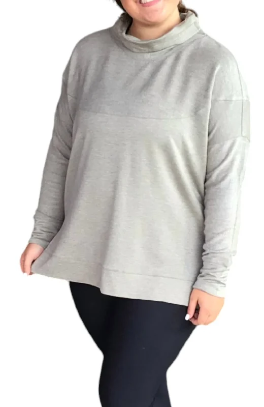 Trend Forward Women's Wear Cassie Funnel Drop Shoulder Sweater In Grey