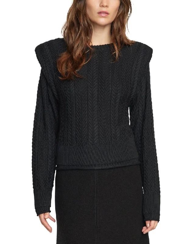 Fashion Forward Modern Citizen Ziren Cuffed Shoulder Cable Wool-Blend Sweater