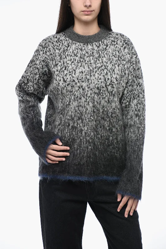 Best Online Boutiques Off-White Gradient FUZZY Crewneck Sweater With Logo Embroidery