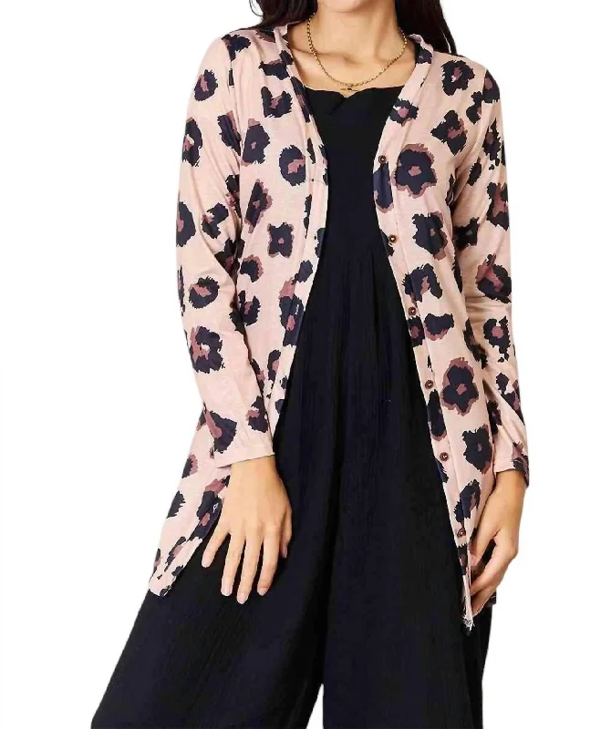 Hot Styles Chic Button-Up Cardigan With Print In Leopard