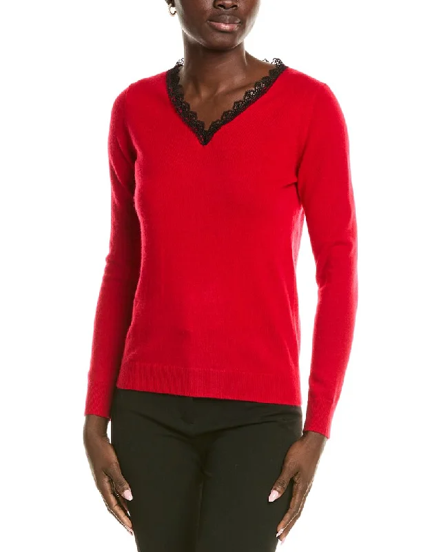 Affordable Online Boutiques sofiacashmere Lace Trim Cashmere Sweater