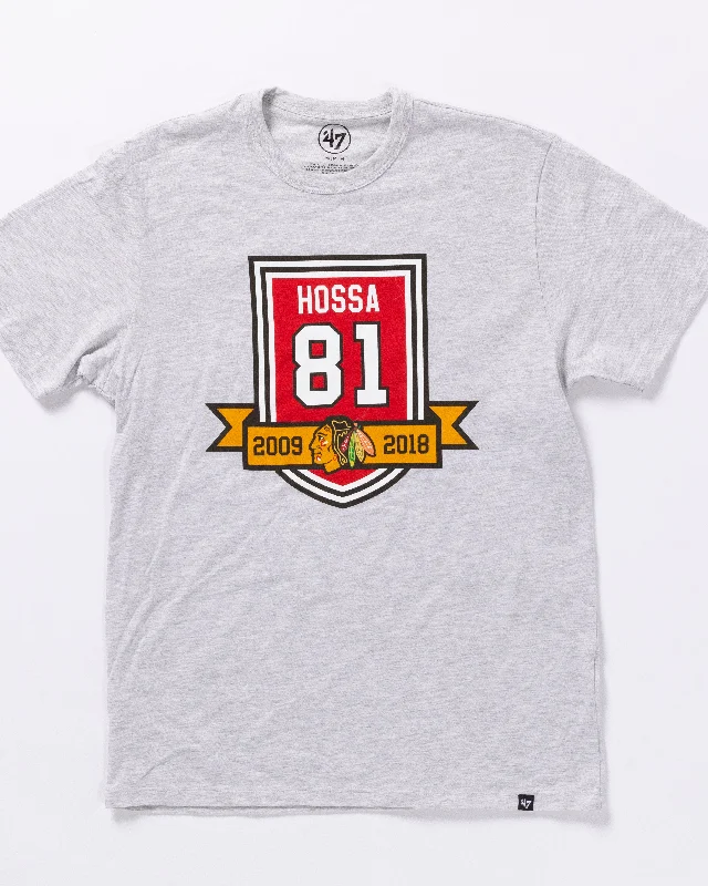 Elegant Style '47 Chicago Blackhawks Marian Hossa Retirement Shield Logo Tee