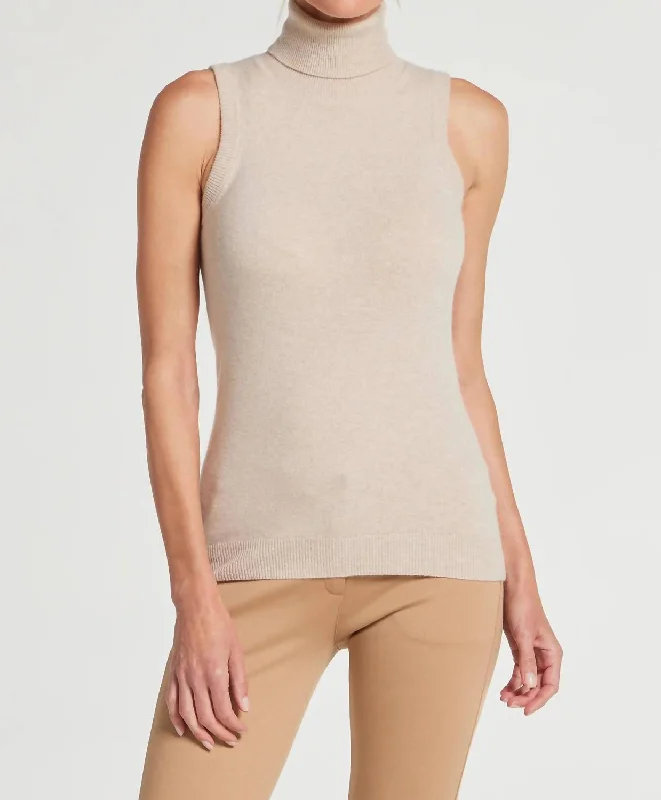 Latest Trends Nicolette Sleeveless Cashmere Top In Oatmeal