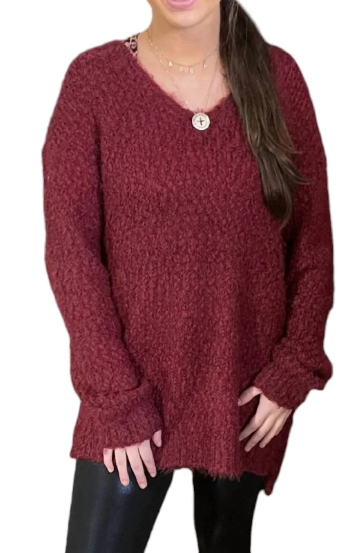 Snag Fabulous Fashion Bargains Cabernet Chunky Sweater In Burgundy