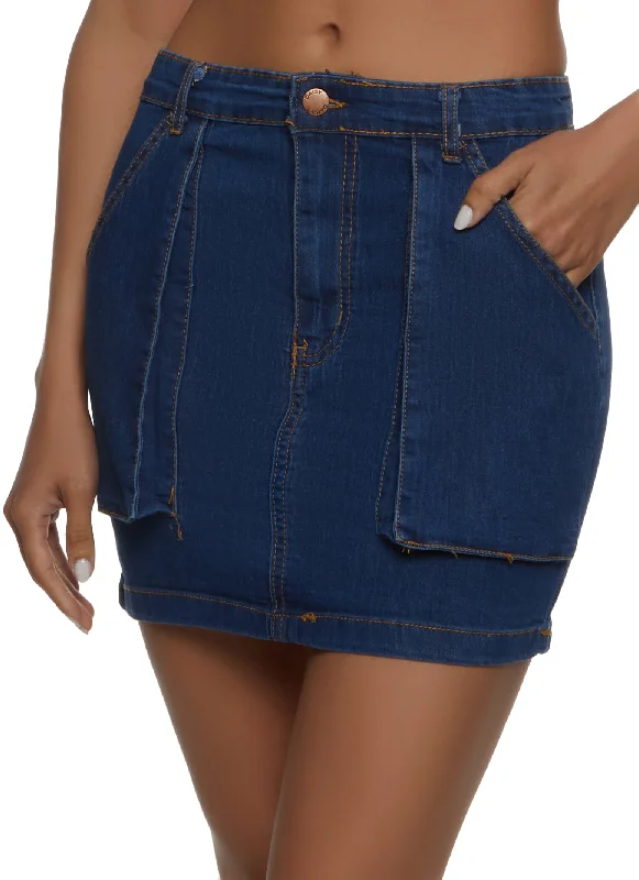 Women's Clothes Dual Pocket Denim Mini Skirt