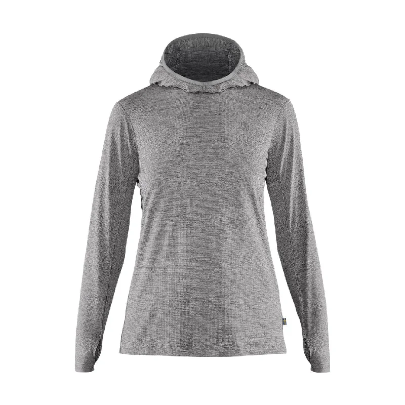 Online Boutiques Affordable Fjallraven Womens Abisko Sun-Hoodie LS Hooded T-Shirt Shark Grey