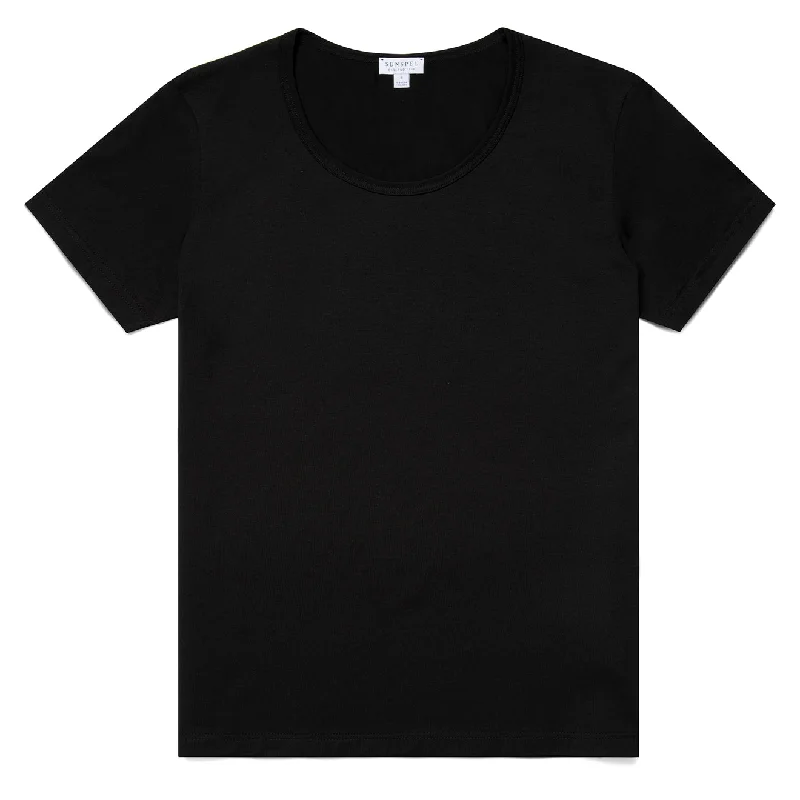 Cheap Women's Clothing Online Sunspel Womens Scoop T-Shirt Black