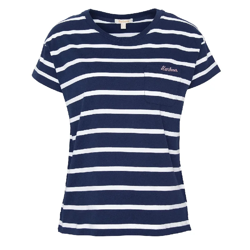 Clothing Woman Barbour Womens Otterburn Stripe T-Shirt Navy / White Stripe