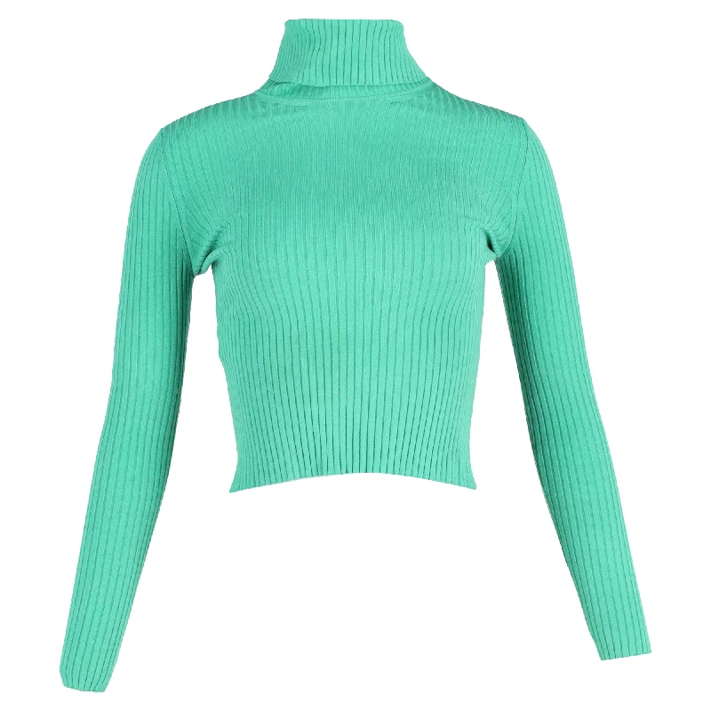 Sophisticated Outfits Gucci Ribbed Turtle Neck Sweater in Green Viscose