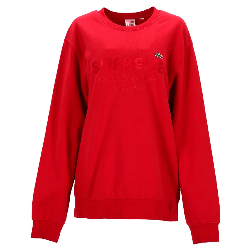 Glamorous Evening Wear Supreme x Lacoste Crewneck Sweater in Red Cotton