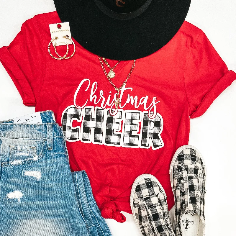 Redefining Women's Fashion Last Chance Size Small & Medium | Christmas Cheer Short Sleeve Graphic Tee in Red