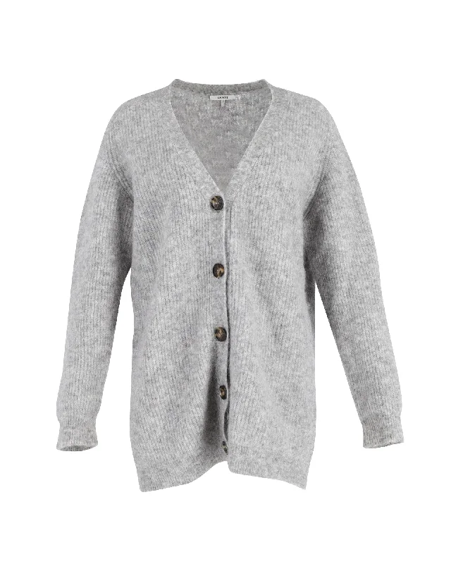 Special Offers, Don't Miss Ganni Long Sleeve Cardigan in Grey Mohair