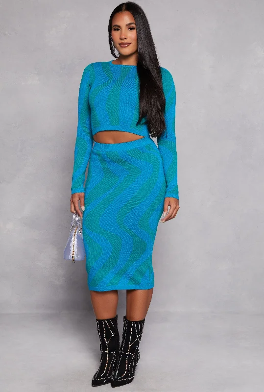 Women Wear Online Patterned Midi Skirt