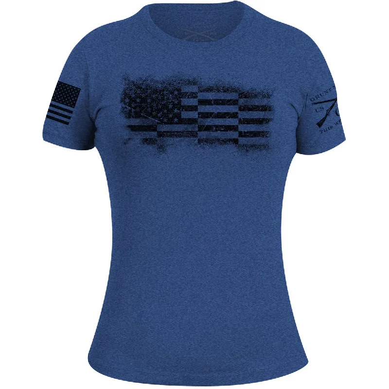 Chic Women's Clothing Grunt Style Women's Bar Flag T-Shirt - Royal Blue