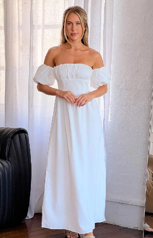 Exclusive Discount Evander White Off The Shoulder Maxi Dress