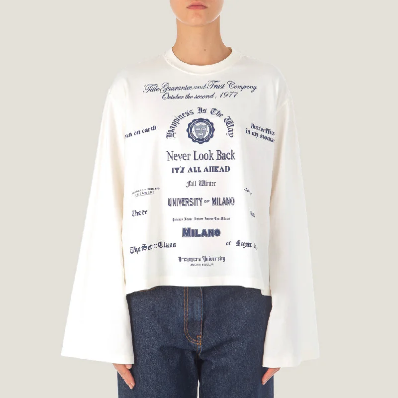 Fashion Forward Women's Msgm Long Text Graphic Print T-shirt White