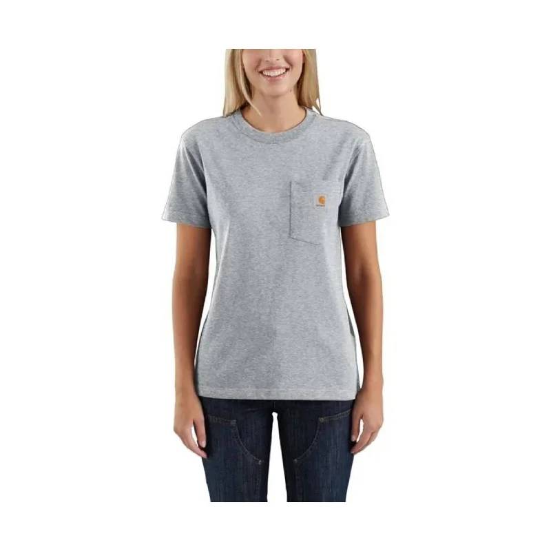 Chic Casual Style Carhartt Women's Loose Fit Heavyweight Short-Sleeve Pocket T-Shirt - Heather Gray