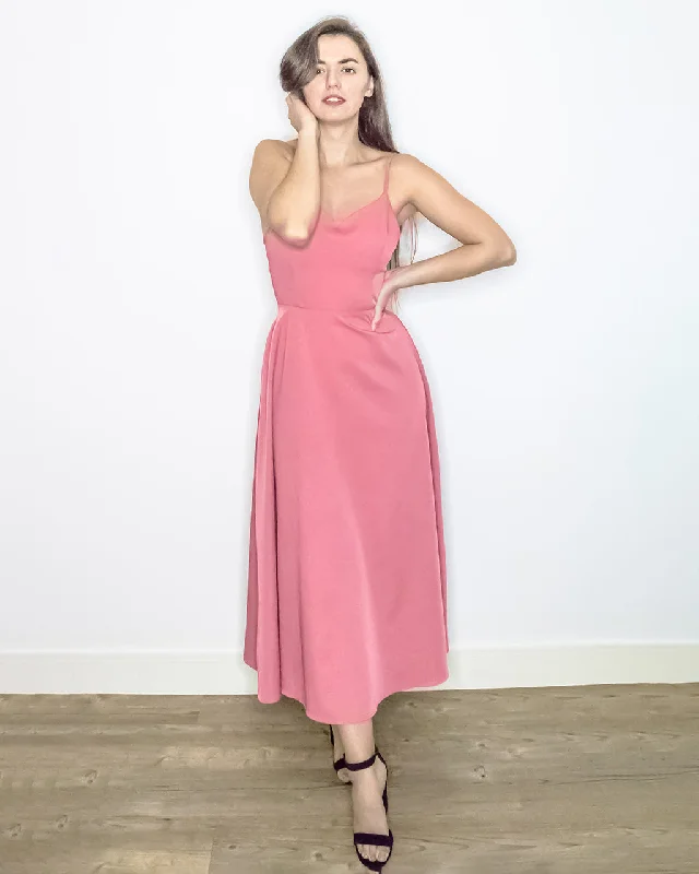 Holiday Special Offers Jae Pink Backless Dress with Bow - Pink Midi Dress