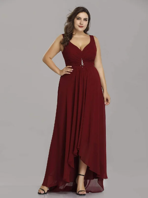 Redefining Women's Style Plus Size V-Neck High-Low Evening Dress