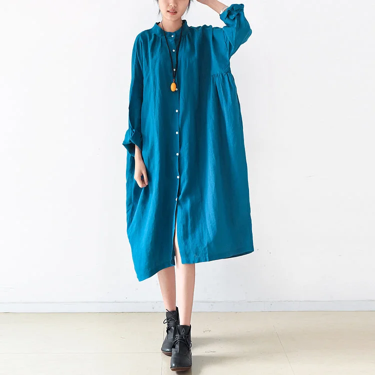 Exclusive Discount Plus Size Linen Dresses 2024 Trend Blue Oversize Shirts Caftans Fall Outfits