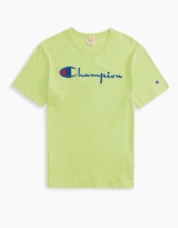 Chic Outfits CHAMPION EUROPE SCRIPT LOGO CREW NECK T SHIRT GREEN CONFECTION