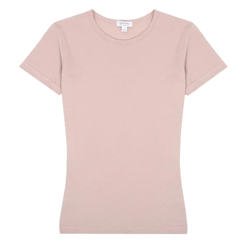 Clothing Online Sunspel Womens Classic T-Shirt Shell Pink