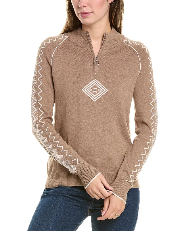 End Of Season Clearance Hannah Rose Zip Fairisle Mock Neck Cashmere-Blend Sweater