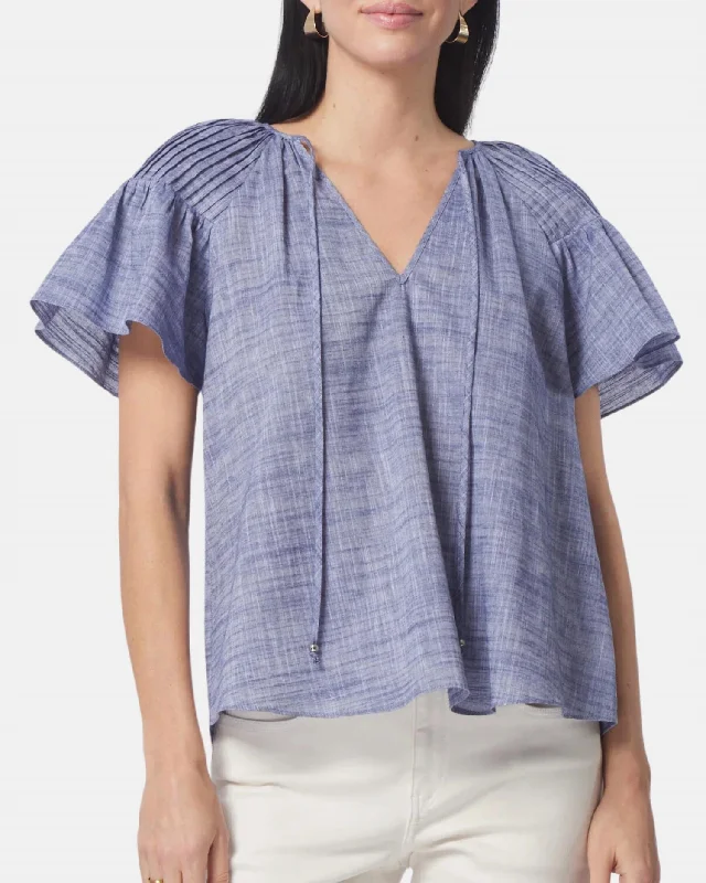 Best Boutiques Online Aileen Blouse In Blue Chambray