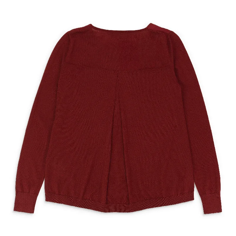 Clothing Online SILK V-NECK BURGUNDY BLOUSE