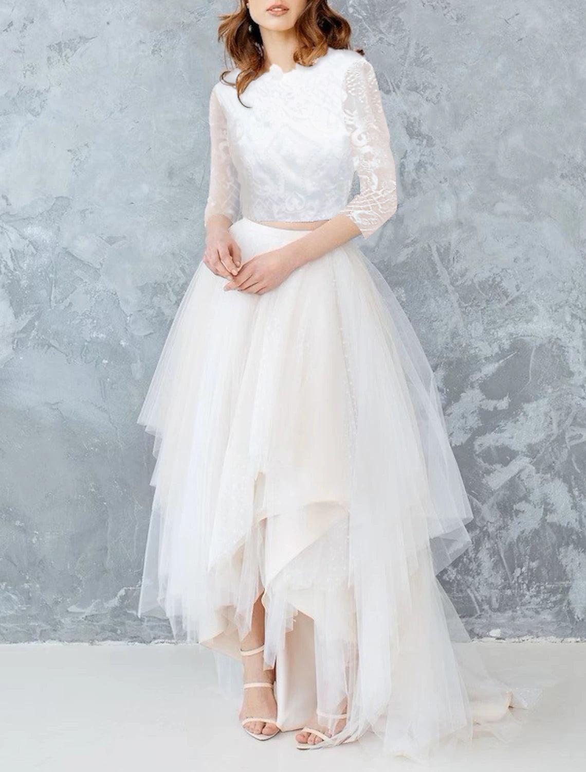 Trendy Women's Apparel Bridal Shower Little White Dresses Wedding Dresses A-Line Separates Separates Asymmetrical Satin Bridal Skirts Bridal Gowns With Solid Color