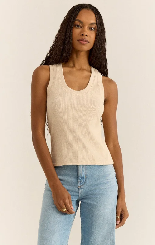 Trendy New Clothes Z-Supply Sirena Rib Tank - LIGHT OATMEAL HEATHER