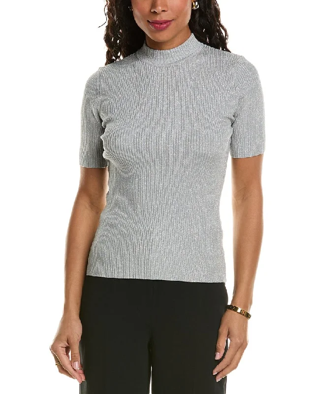 Sale On Sale Elie Tahari Metallic Mock Sweater