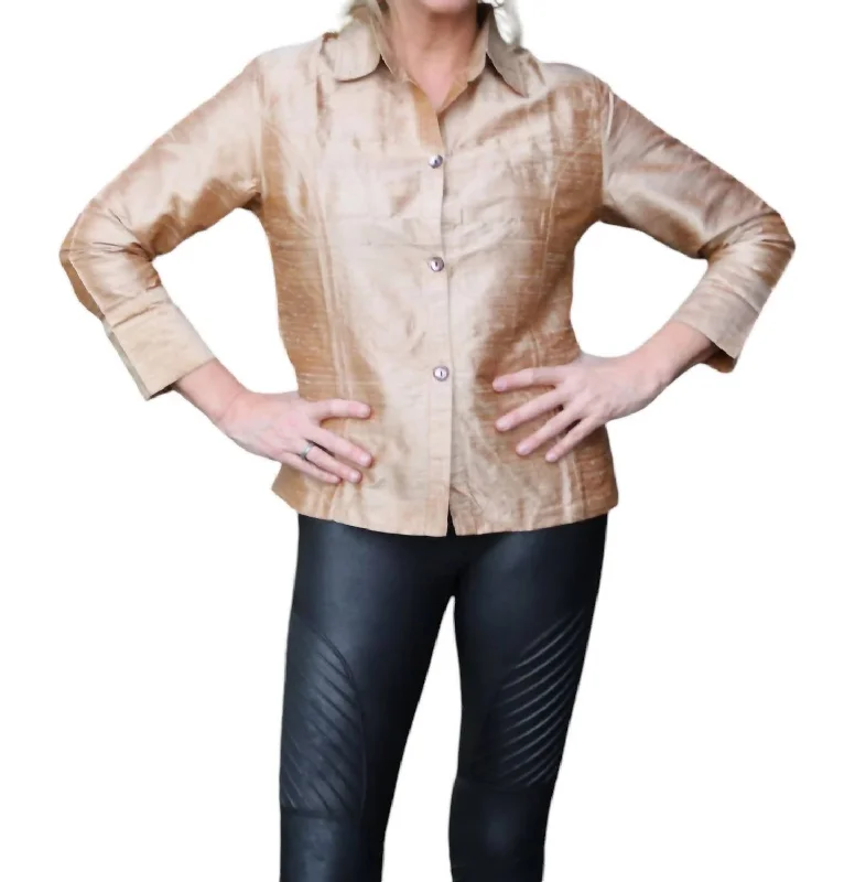 Best Online Women's Boutiques Dreams Silk Blouse In Champagne