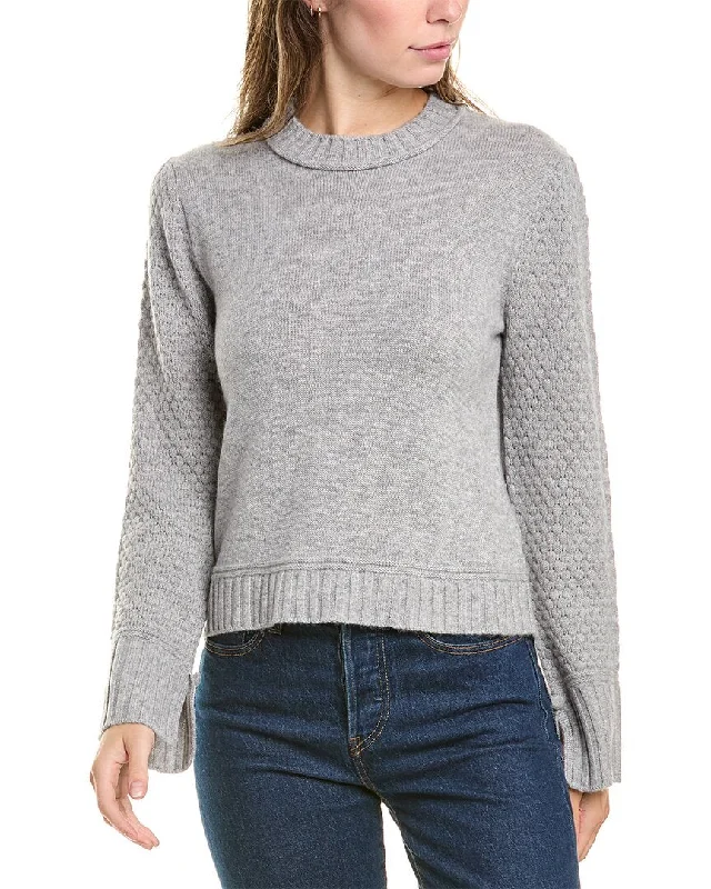 Women's Street Style Casual Wear Hannah Rose Raised Diamond Sleeve Wool & Cashmere-Blend Sweater