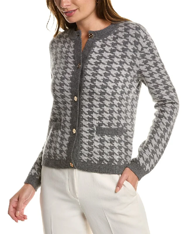 Trendy Street Style Clothing Kier+J Houndstooth Wool & Cashmere-Blend Cardigan