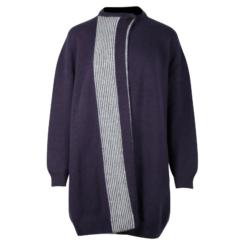 Style Upgrade Hermès Oversized Knitted Sweater in Navy Blue Wool