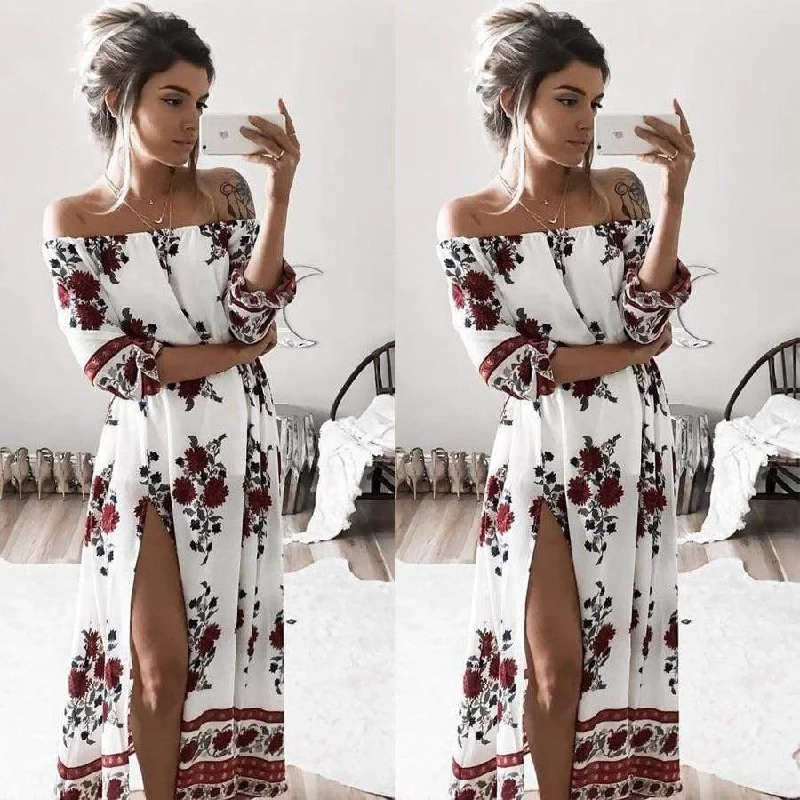 Break Fashion Norms FashionSierra - Women Ladies Clothing Dress Chiffon Floral Long Sleeve Party Flower Casual Long Maxi Dresses Women Summer Sundress