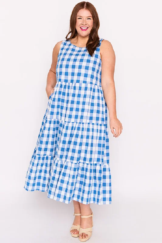 Imeless Style Maisy Cobalt Gingham Dress