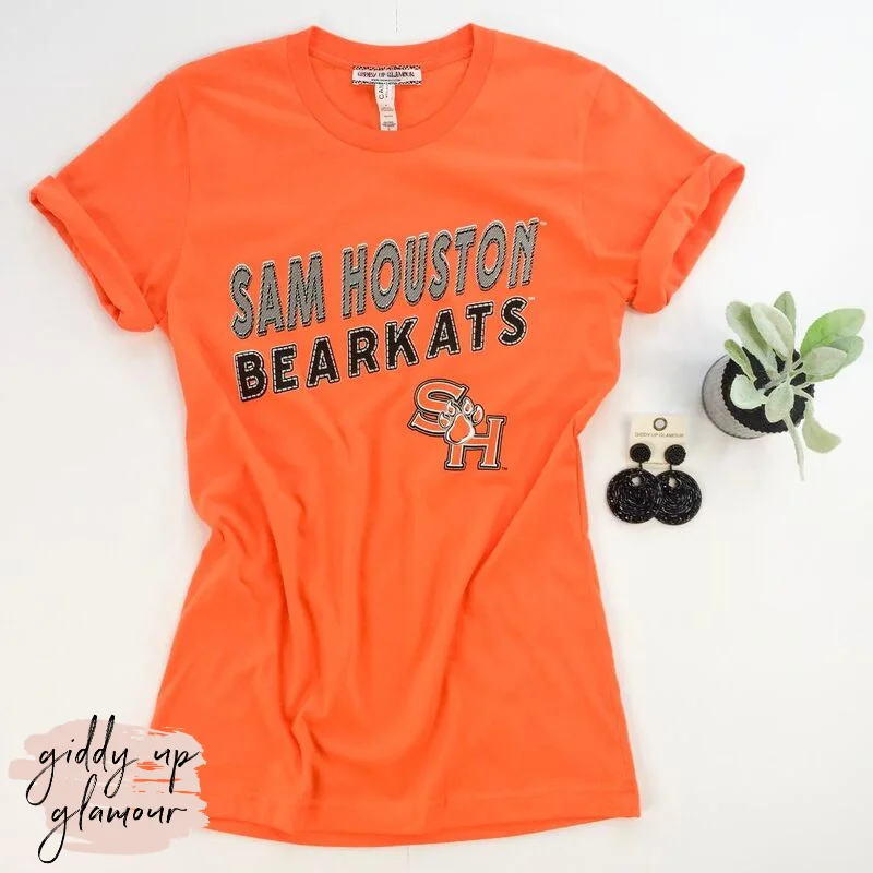 Versatile Wardrobe Essentials SHSU | Sam Houston Bearkats Block Letter Logo Short Sleeve Tee Shirt in Orange