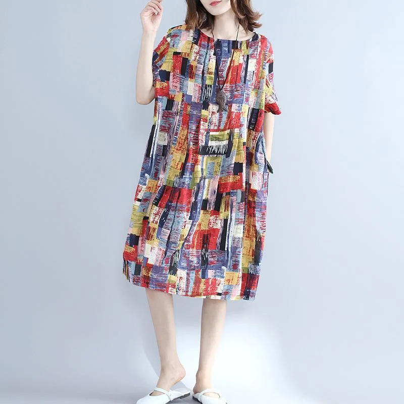 Best Sellers fine multi color pure cotton dresses oversize shirt dress fine  fit o neck cotton dresses