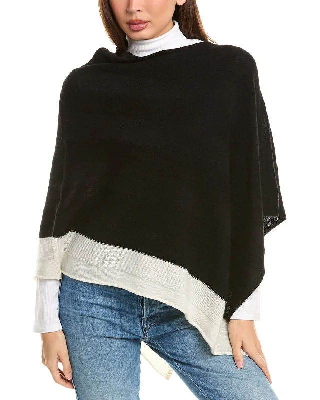 Cutting Edge Fashion Forte Cashmere Border Stripe Cashmere Poncho