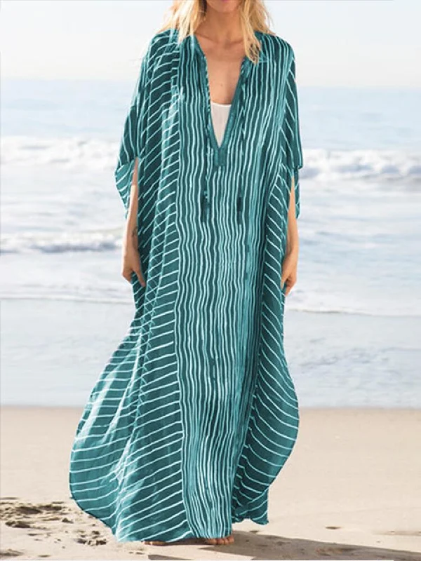 Women's Clothing Online Women's Fashion Loose Striped Beach Maxi Dress