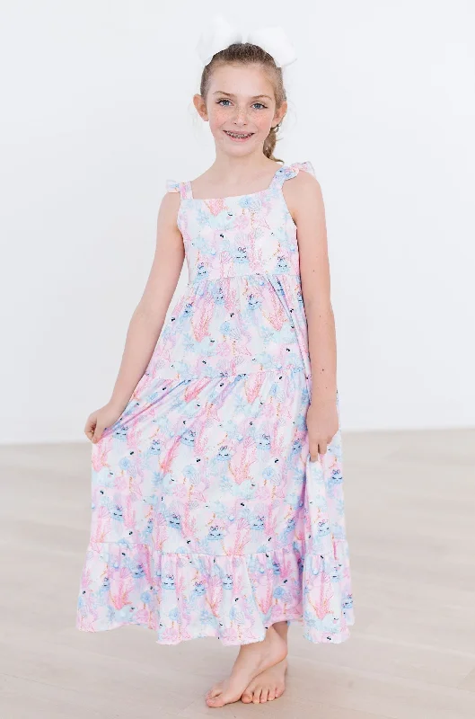 Preppy Style SALE Sea Jelly Ruffle Maxi Dress